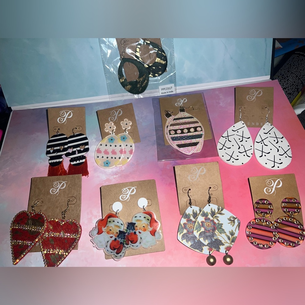 Plunder Assorted Colorful Patterned Statement Earrings Set